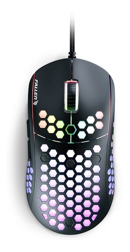 Mouse Gamer Fallen F75 Black Rgb Ultraleve 75g 12000dpi