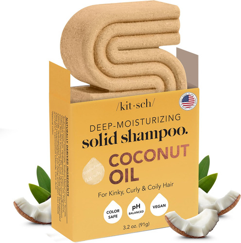 Barra De Shampoo De Óleo De Coco Kitsch, Shampoo Para Cachos