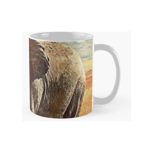 Taza Sabana Africana Majestuoso Elefante Animal Fauna Retrat