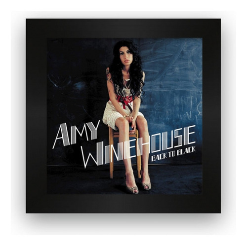 Quadro Azulejo Com Moldura Amy Winehouse Black To Black Cor Preto Cor da armação Preto