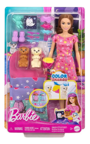 Boneca Barbie Festa Do Pijama Com Cachorrinhos Mattel