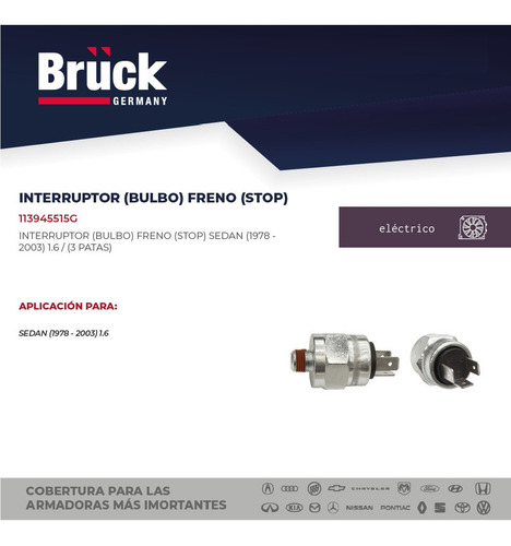 Bulbo Sensor Freno Vw Transporter 1974 1.6 8v 113945515g