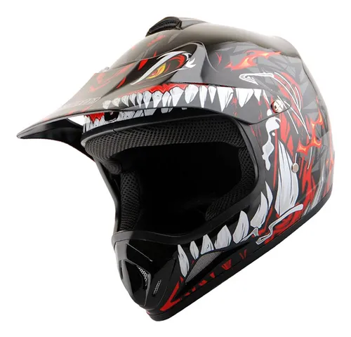 Casco Wow Para Niños, Motocross, Bmx, Atv, Dragón, Rojo, Tal