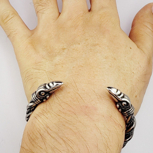 L Pulsera Cuervos Hugin Y Munin Brazalete Vikingo Acero