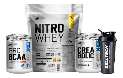 Un Nitro Whey 3kg Chocolate+creabolic 500gr+bcaa500grmanzana