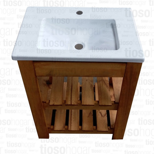 Imagen 3 de 10 de Vanitory 60cm Con Bacha Mesada Recta 2 Deck Barral Toallero