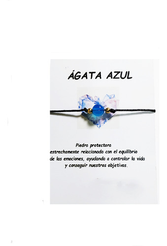 Pulsera Ágata Azul Piedra Protectora Energía Espiritual 