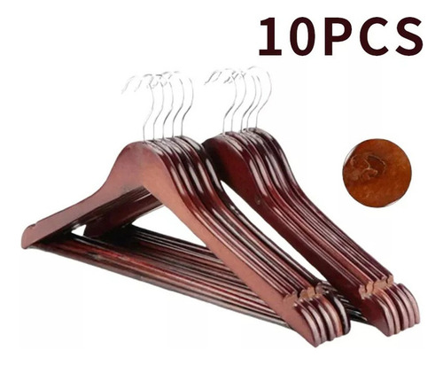 10 Ganchos De Madera Para Ropa Con Rotación De 360 Grados A