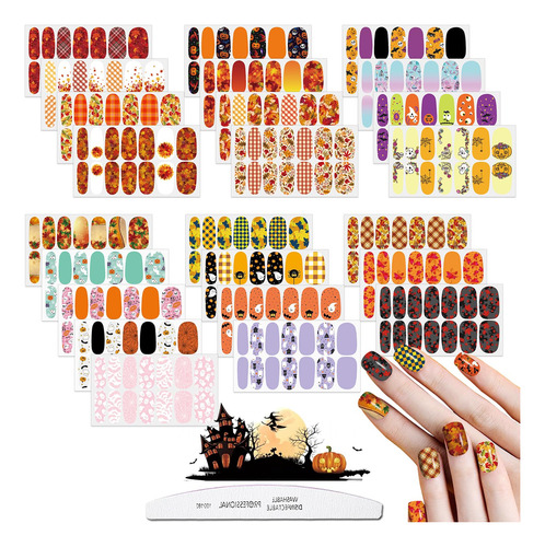 24 Hojas De Tiras De Esmalte De Uñas De Halloween Hojas De A