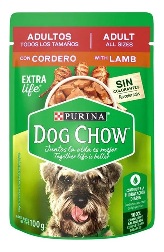 Sobres Dog Chow Adulto Cordero 100g (20 Pzas)