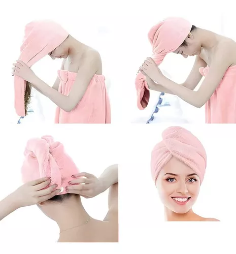 GENERICO Toalla Para Secar Pelo Turbante Microfibra Colores Cabello Celeste