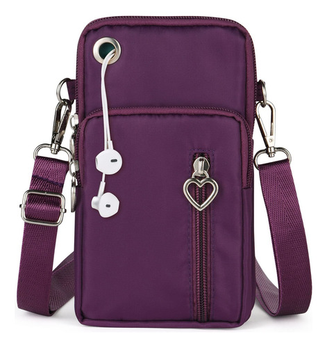 Cartera Cruzada De Nailon De Viaje Monedero Para Teléfono Color Diseño De La Tela Acabado De Los Herrajes Color De La Correa De Hombro