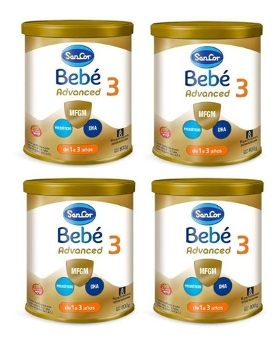 Sancor Bebe Advanced Formula Etapa 3 Lata 4 Unidades X800 Gr