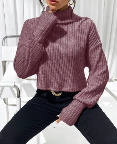 Sweater Cuello Alto Polera Shein Importado