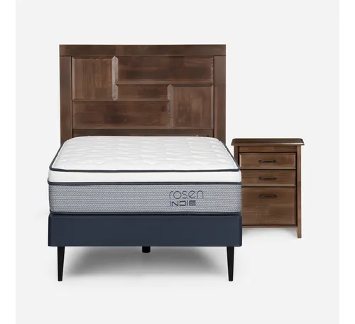 Cama Europea Rosen Indie 1,5 Plazas + Muebles Dolce