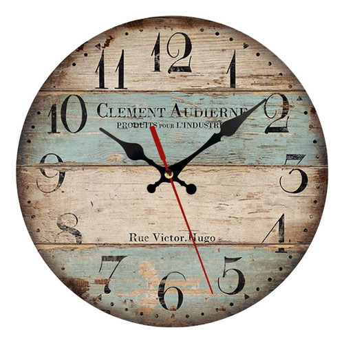 Reloj De Pared Redondo Decorativo De Madera Silencioso Que A