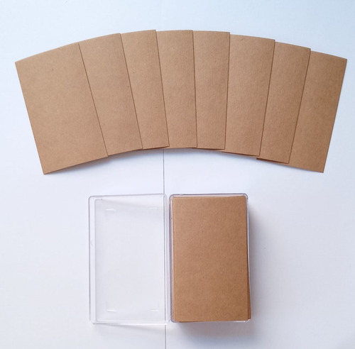 100 Tarjetas Personales 5,5x9,5cm Kraft Madera 220gr 