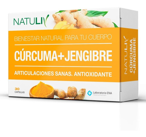 Curcuma + Jengibre Natuliv 30 Caps Ena Sport Antioxidante