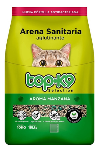 Arena Sanitaria Para Gatos Topk9 Aroma Manzana 10kg