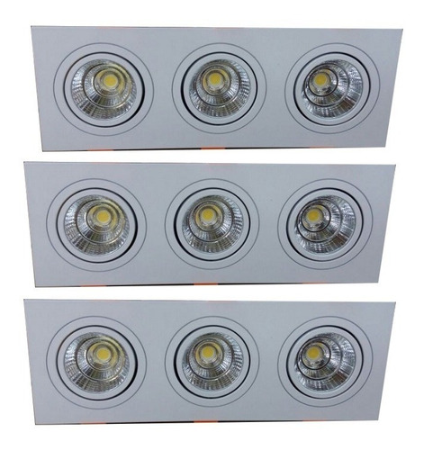 Spot Led Triplo Cob 15w (3x 5w) 3pç Embutir Direcional Claaa