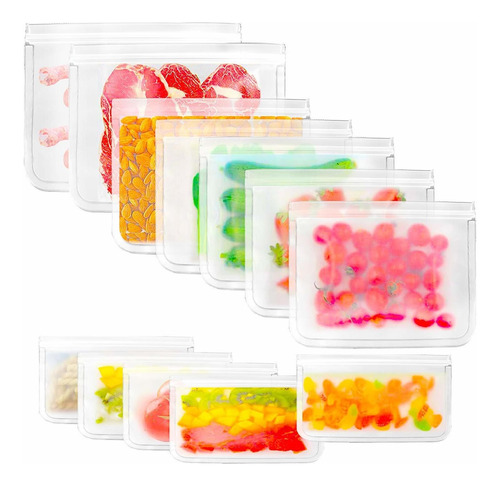 Reusable Food Storage Bags Bpa Free 12 Pack, (5 Reusable San