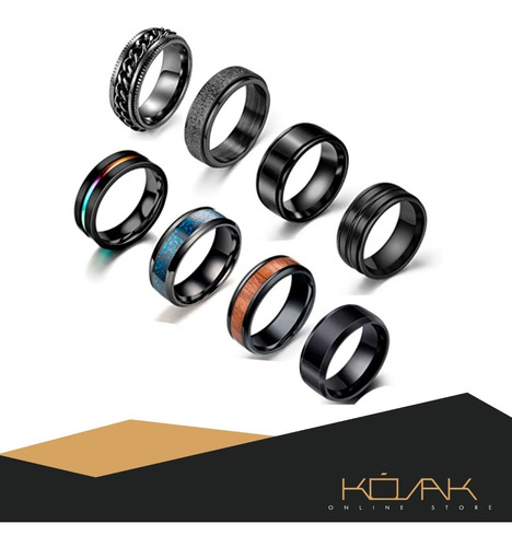 Imagen 1 de 2 de Anillo Talla 10 Hombre Mujer Inoxidable Metálico Negro Mader