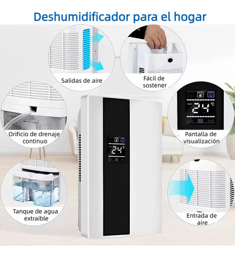 Deshumidificador De 2l Control De Humedad Eficiente 150m2