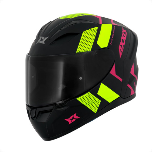 Capacete Axxis Segment Squame A3 Rosa Preto Amarelo Flúor