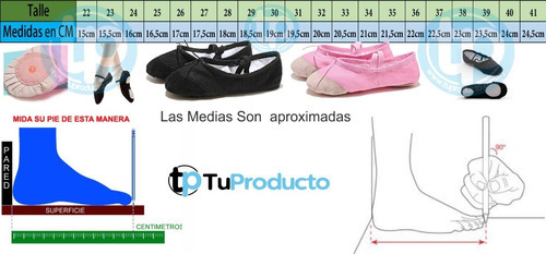 Imagen 2 de 7 de Zapatilla Ballet Lona Puntera Cuero Rosa Danza -tuproductouy