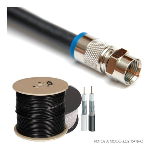 Imagen 2 de 2 de 40mts Cable Coaxil Rg6 Armado C/ Conector Compresion Enbolsa