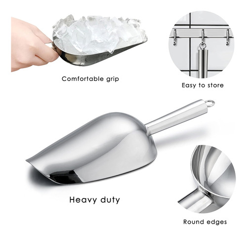 Cuchara De Hielo De Acero Inoxidable De 8 Oz, Cuchara De Com