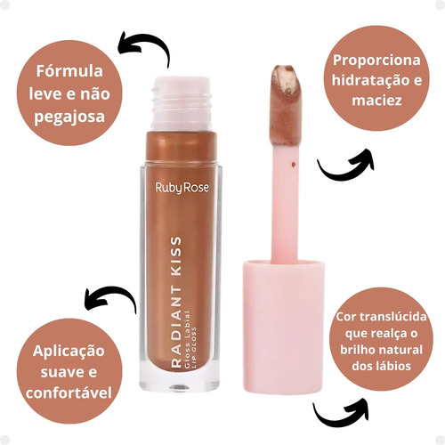 Radiante Kiss Rk40 Ruby Rose - Gloss Labial