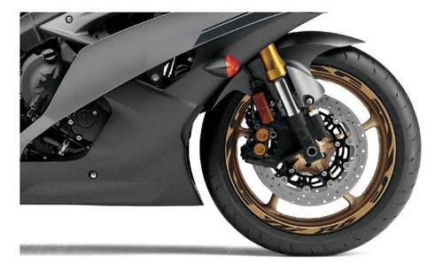 Stickers Reflejantes Para Rin Yamaha R6 R1 R3 Oro/negro Refl