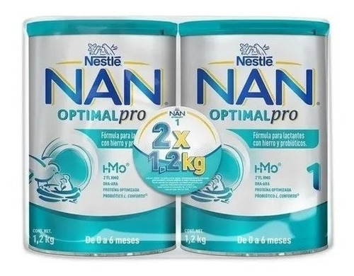 Fórmula Infantil Nan 1 Optimal Pro Leche (2 Latas 1.2kg C/u)