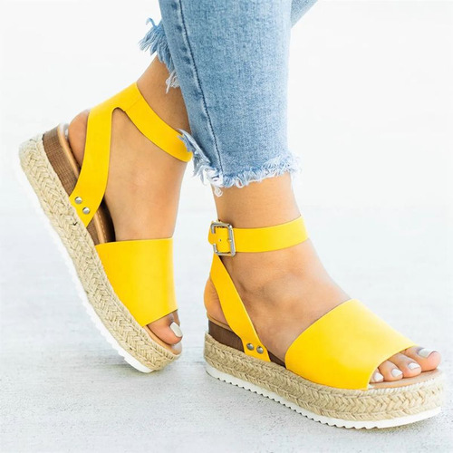 Sandalias Cómodas De Tacón De Cuña Y Cuerda De Cáñamo Para M