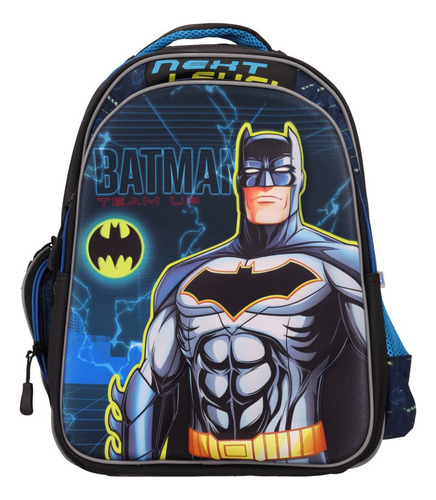 Mochila Escolar Batman Reflejante Fotorama Color Negro Diseño De La Tela 3d