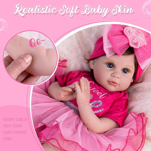Muñeca Reborn Vinil Silicona Osito Tutu Rosa Moño Leotardo