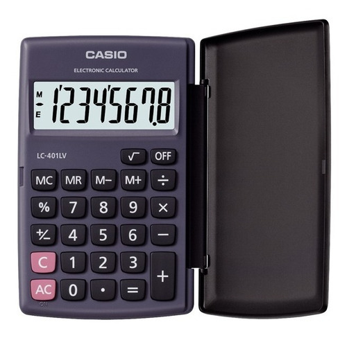 Calculadora Bolsillo Casio Lc-401lv Oficial 2 Años Color Negro