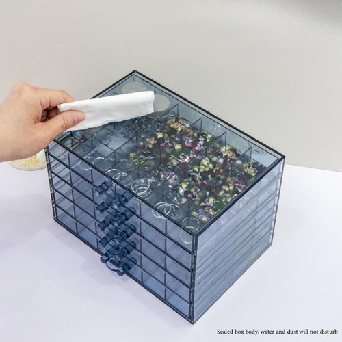 Organizador De Joyería Caja De Almacenamiento De Uñas Azul