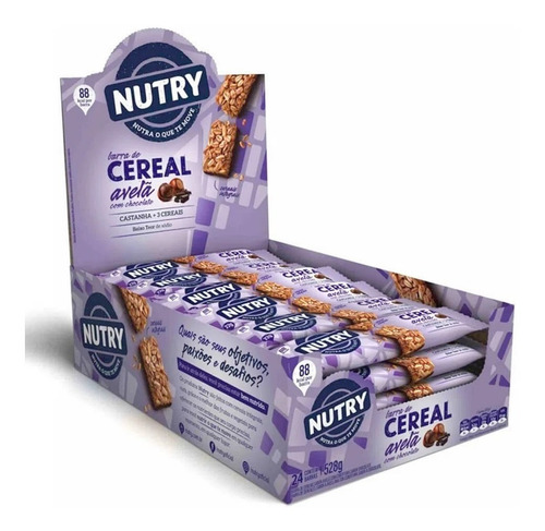 Barra De Cereal Nutry  1cx/ 24 Un Sabor Avelã Com Chocolate