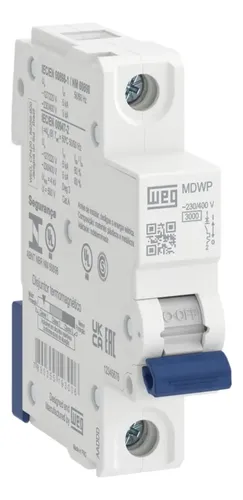 Disjuntor Unipolar 16a Weg Mdwp-c16 3ka Curva C