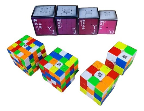 Pack Cubos Rubik X4 Magneticos Set Profesional Speed Moyu Yj