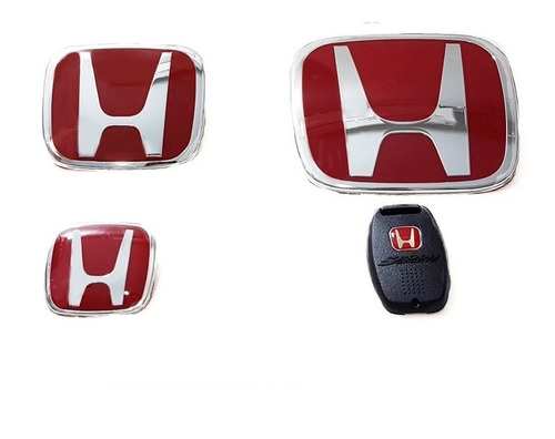 Insignias Emblemas Kit X4 Del+tra+vol+ Llave Civic 