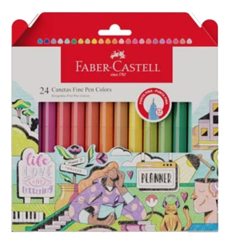 Faber-castell Caneta Fine Pen Cartela Com 24 Cores 0.4mm