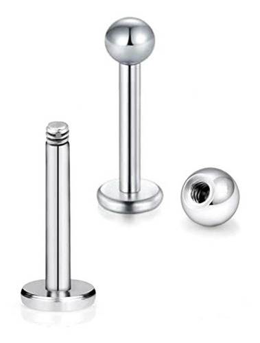 Imagen 2 de 7 de Aretes Piercing Acero Inoxidable Antialérgico Dorado