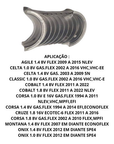 Bronzina Mancal Corsa Celta Cobalt Meriva Montana Onix 025