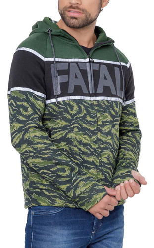 Moletom Canguru Fatal Surf Verde Algodão Conforto Zíper New