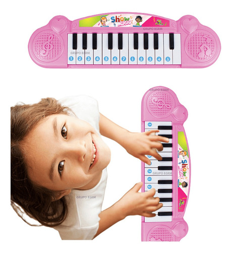 Brinquedo Piano Eletrônico Rosa Teclado Infantil Menina Azul