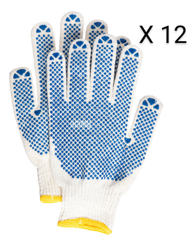 Guantes De Tela Antiresbalante Resistente Docena X Precio P