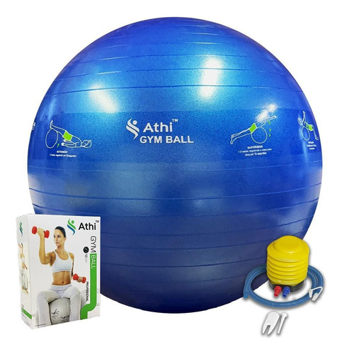 Bola Ginástica Profissional - Gym Ball 65cm - Azul - Athi